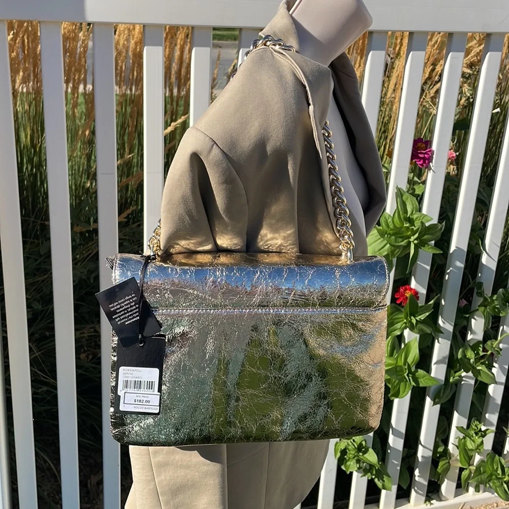 Rocco Barocco Gold Italian Brand Bag NWT - Picture 9 of 11